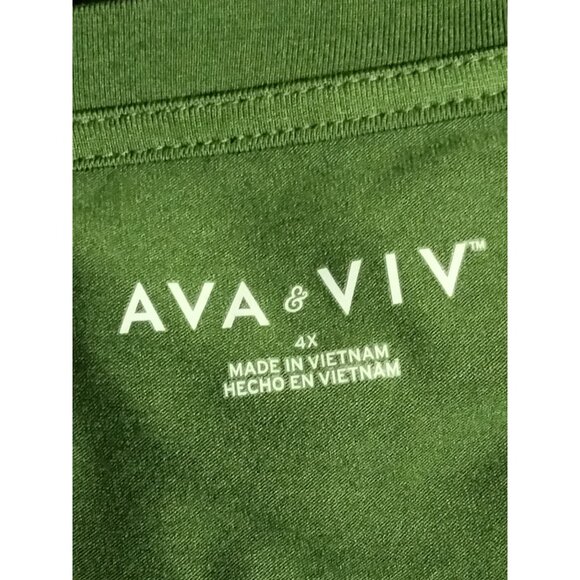 Ava & Viv Plus Size 4X Dress Midi T-Shirt Style Green Slit Classic Essential - Picture 7 of 8